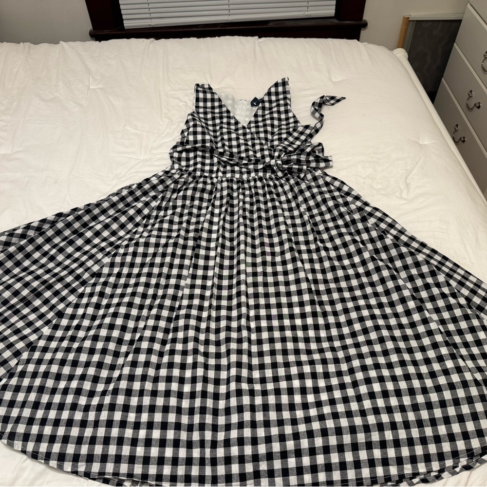 Modcloth Black and White Gingham Midi Dress NWOT